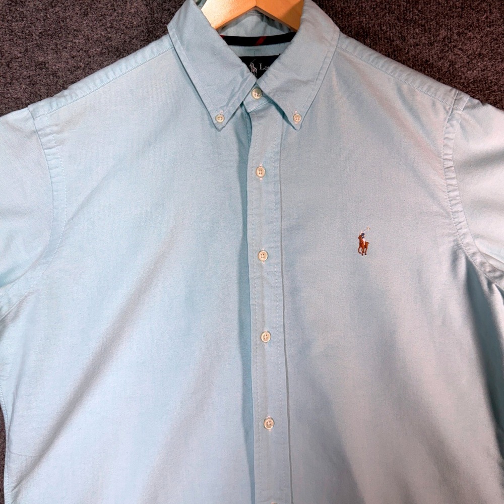 Ralph Lauren Oxford Classic Fit Shirt Mens M Light Blue Casual Preppy Flesh Pony